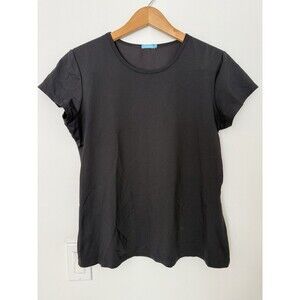 J McLaughlin Women’s L Short Sleeve Tee Black Nylon Spandex Stretchy Shirt Top